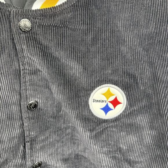 Y2K Black Corduroy Pittsburgh Steelers Bomber Size X-Large - Picture 5 of 11